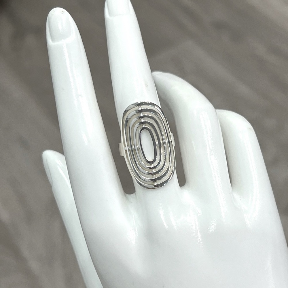 Sterling Silver Concentric Circle Ring Sz 8 - Picture 2 of 10